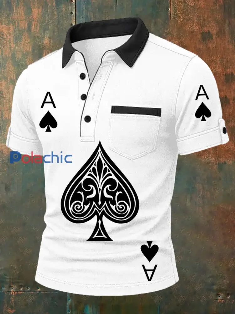 Polo à manches courtes décontracté à motif de poker rétro pour hommes A / S