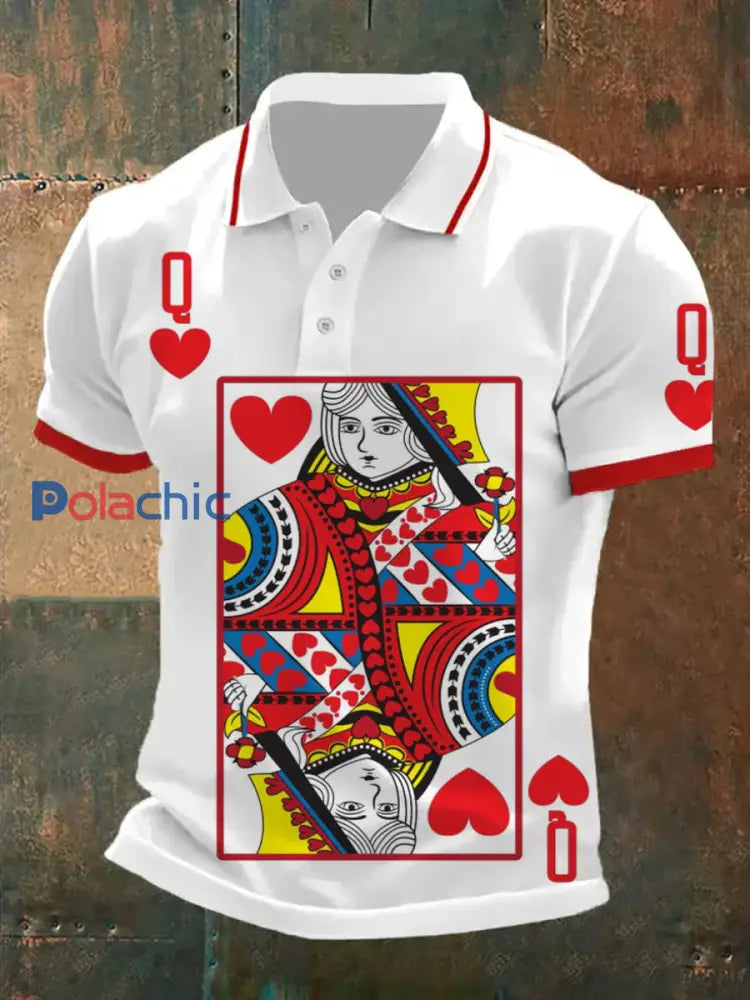 Polo à manches courtes décontracté à motif de poker rétro pour hommes A / S