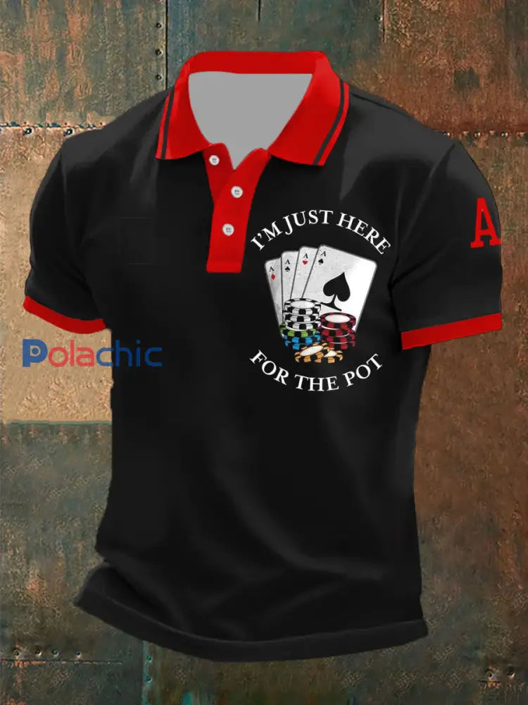 Polo à manches courtes décontracté à motif de poker rétro pour hommes A / S