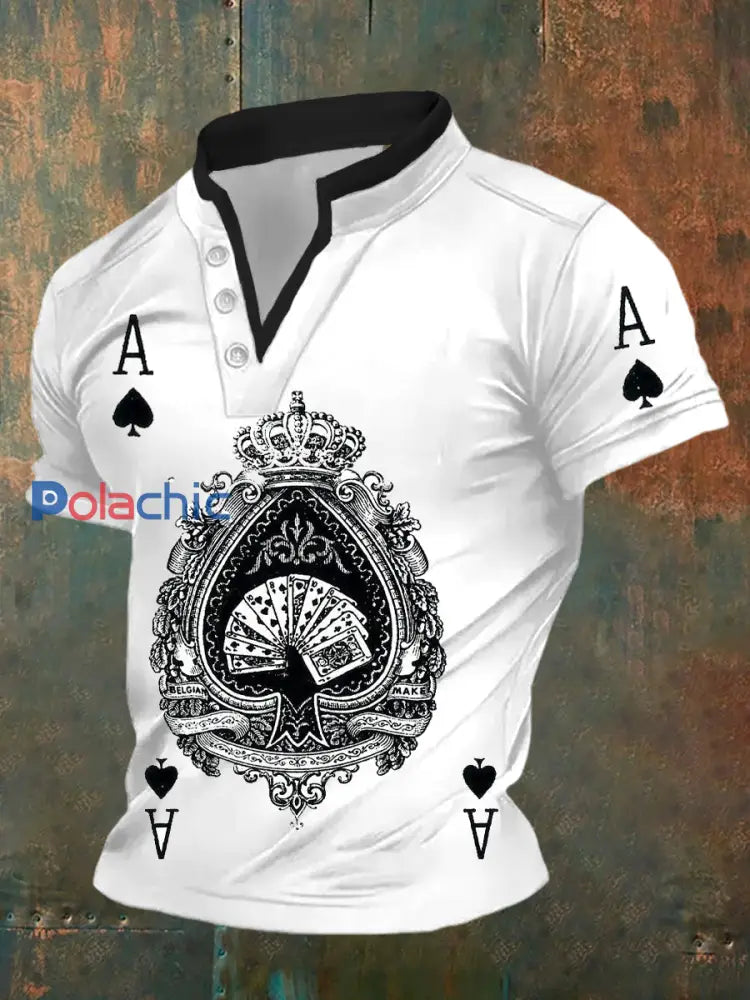 Polo à manches courtes décontracté à motif de poker rétro pour hommes A / S