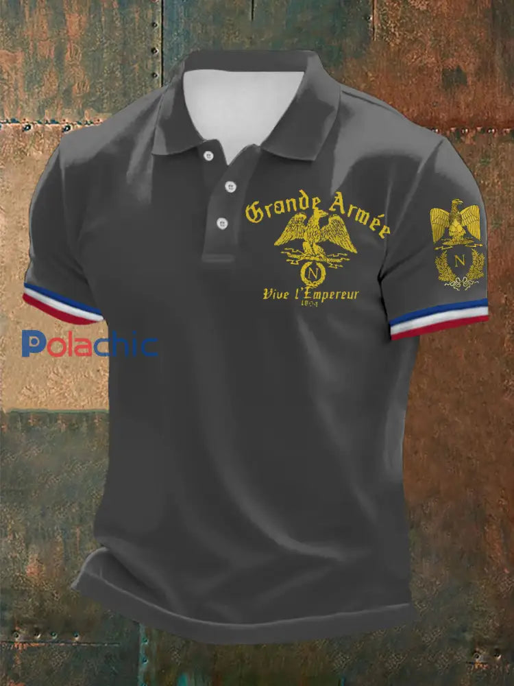 Polo à manches courtes imprimé Grande Armée Gris Foncé / S