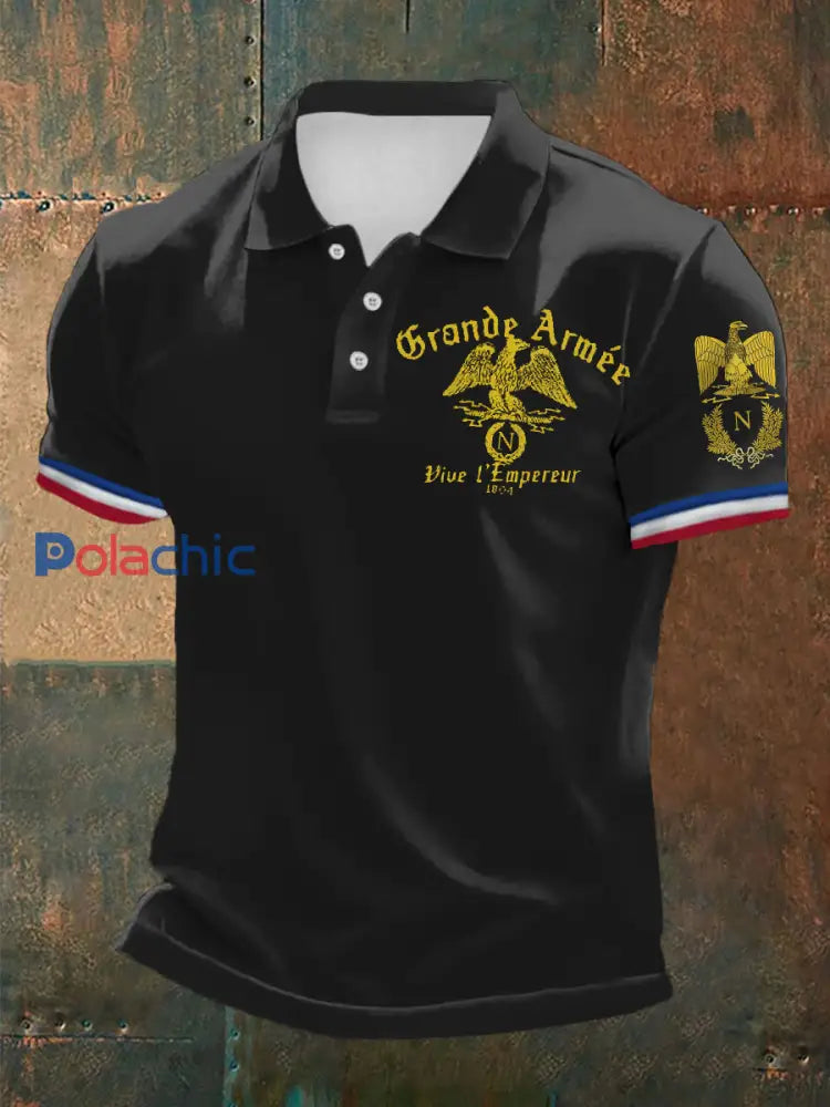 Polo à manches courtes imprimé Grande Armée Noir / S
