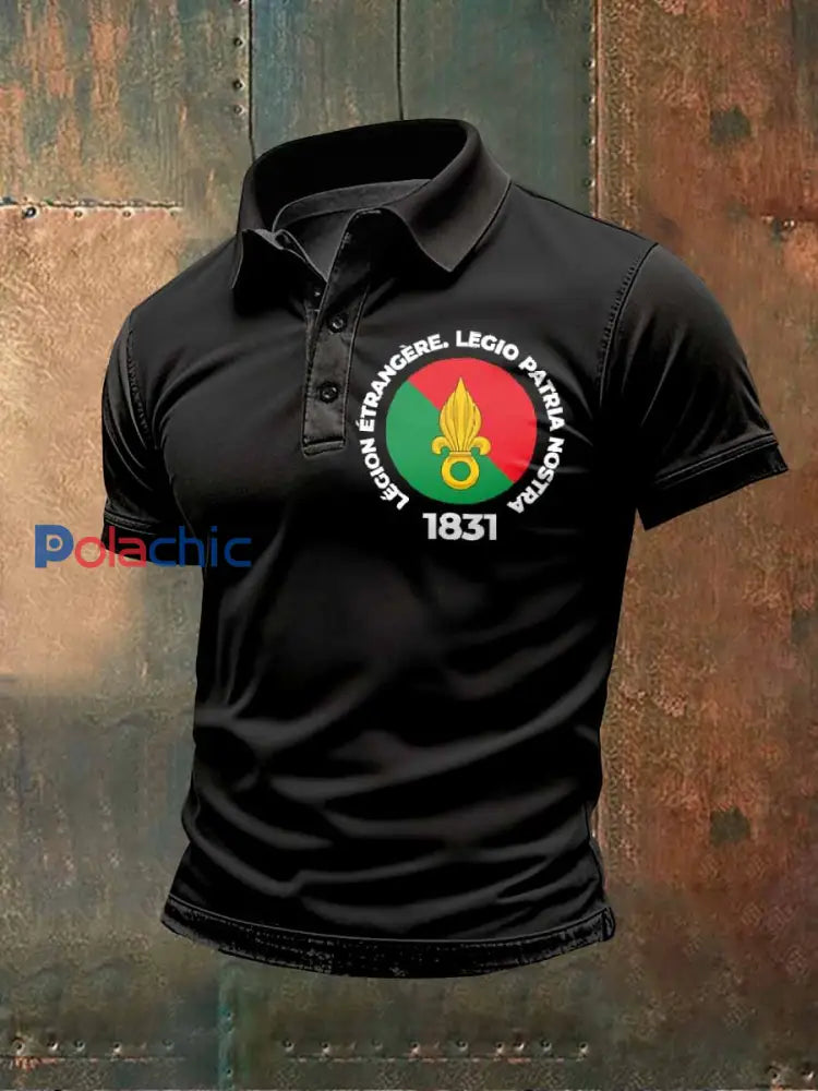 Polo À Manches Courtes Imprimé Légion Étrangère Pour Homme comme image / S