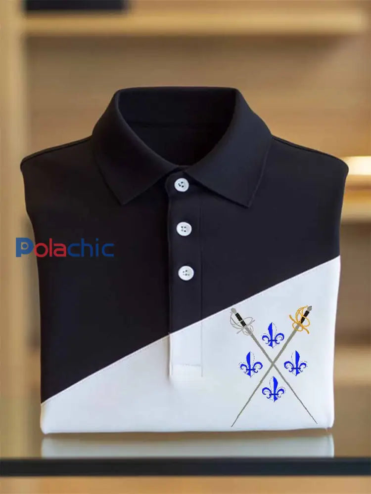 Polo Décontracté À Imprimé Français Vintage comme image / S