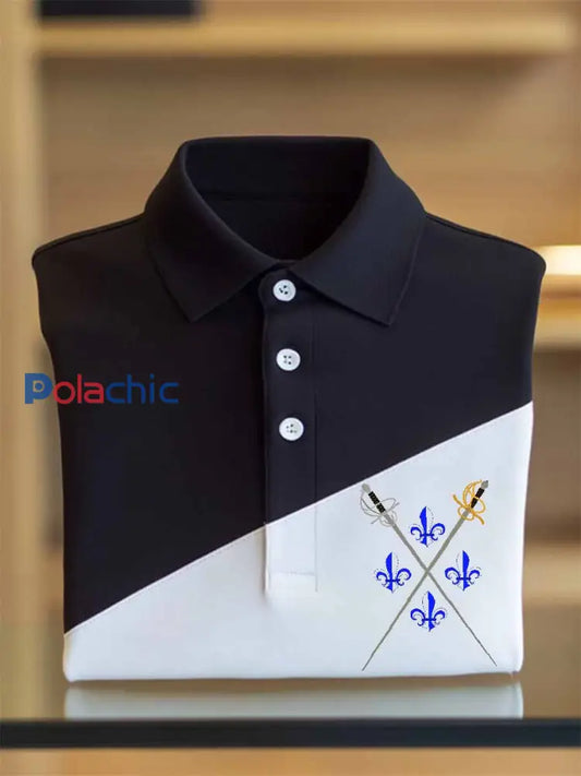 Polo Décontracté À Imprimé Français Vintage comme image / S