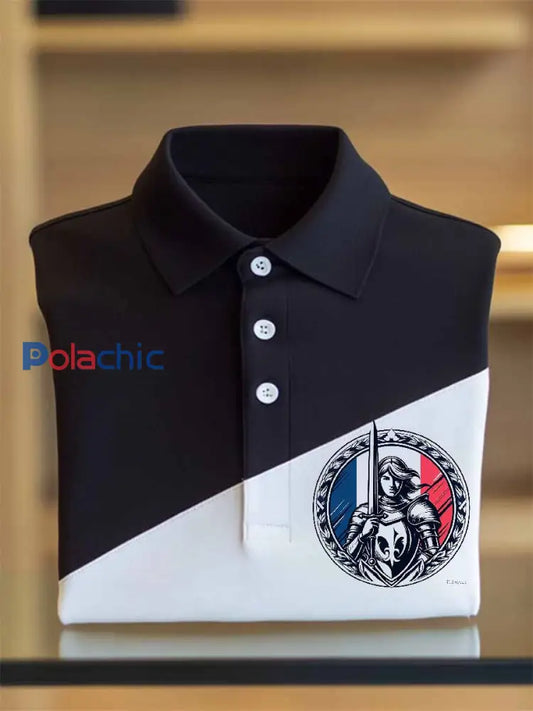 Polo Décontracté À Imprimé Jeanne D’arc Vintage comme image / S