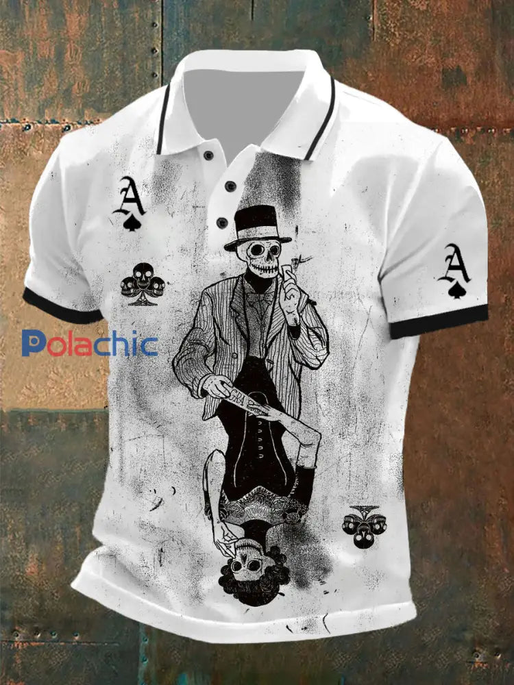 Polo décontracté rétro Poker Art Print pour hommes A / S