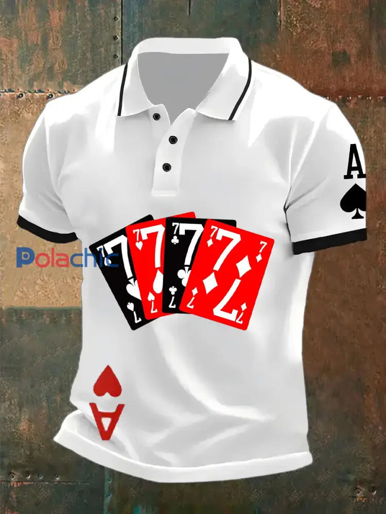 Polo décontracté rétro Poker Art Print pour hommes A / S