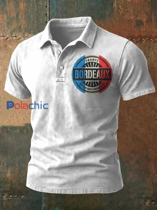 Polo Homme Vintage Imprimé Français comme image / S