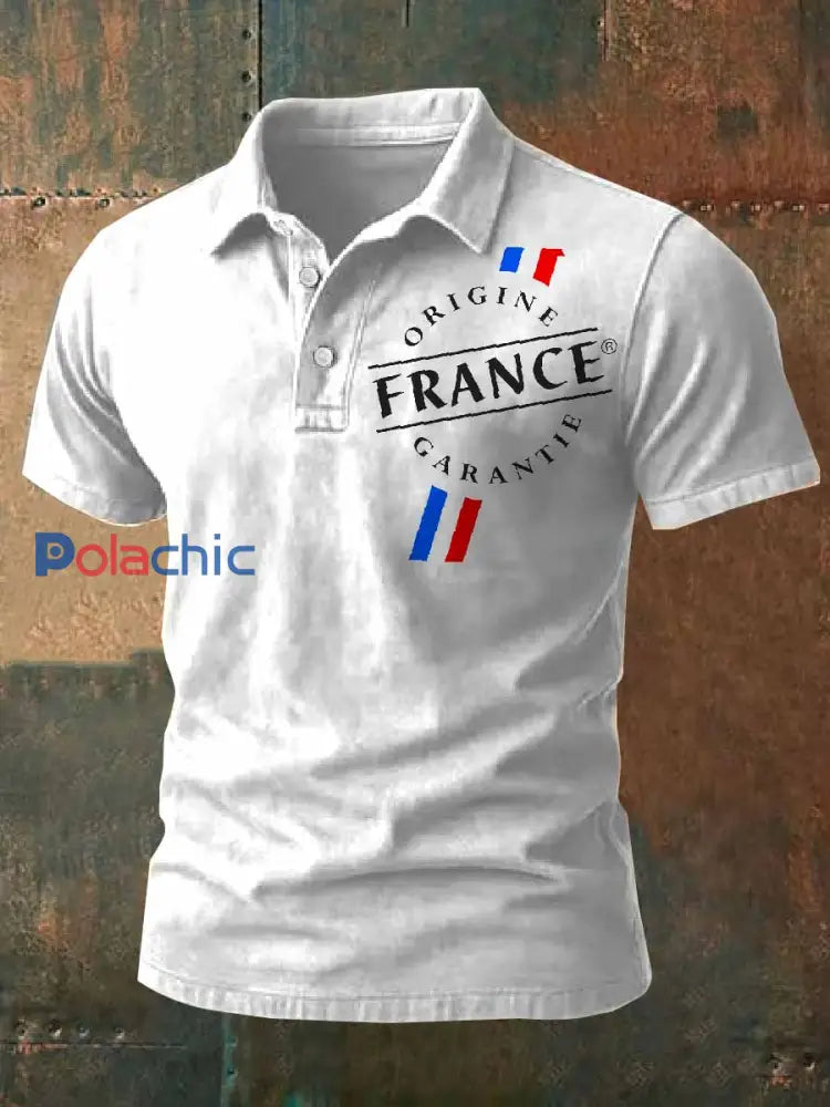 Polo Homme Vintage Imprimé Français comme image / S
