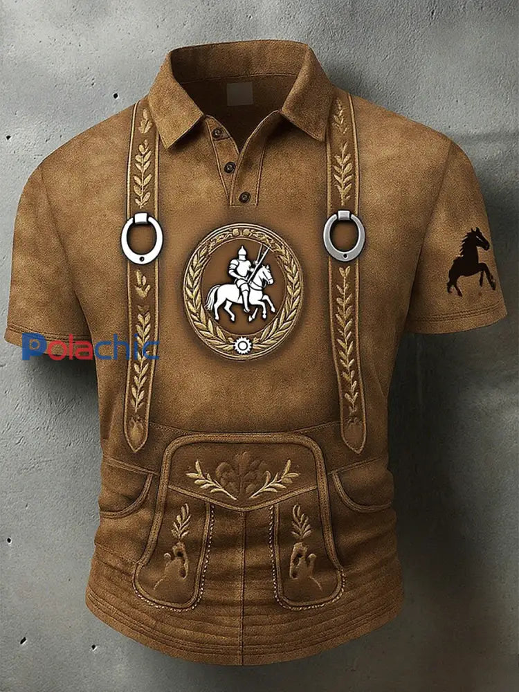 Polo western Waffle pour homme Vintage Deer Art Print A / S
