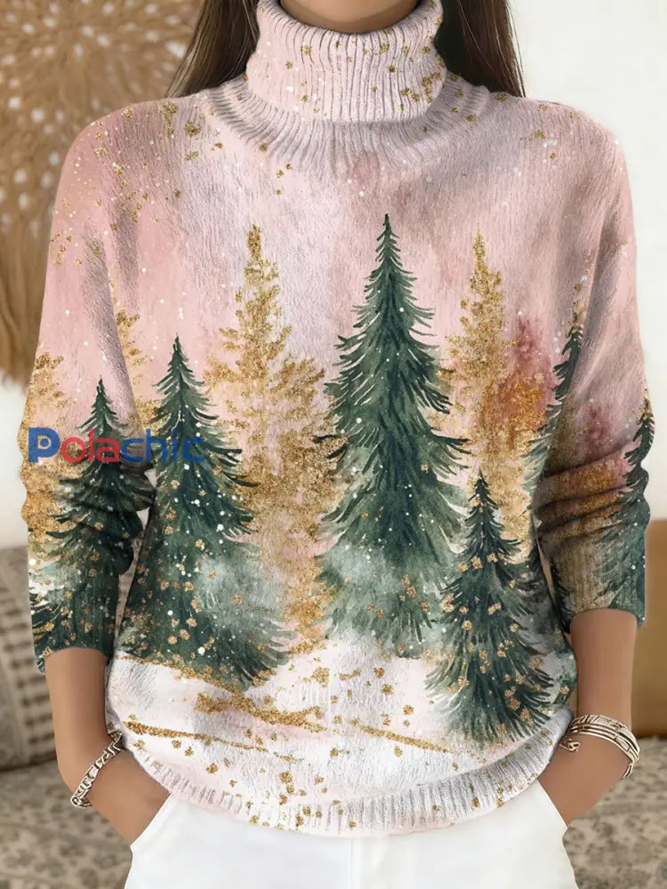 Pull à col roulé en tricot Merry Christmas pour femmes comme image / S