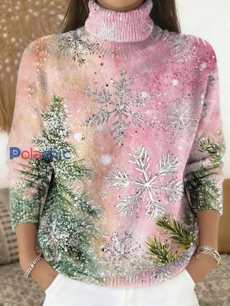Pull à col roulé en tricot Merry Christmas pour femmes comme image / S
