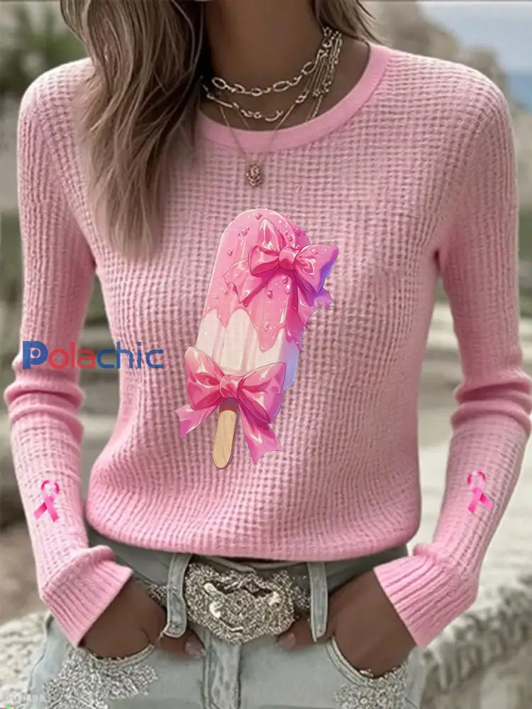 Pull commémoratif imprimé animal Fan Band Cancer du sein pour femmes A / S