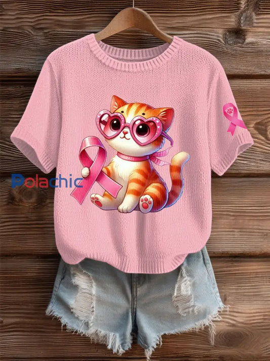 Pull Cozy Femme Rose Cancer Du Sein comme image / S