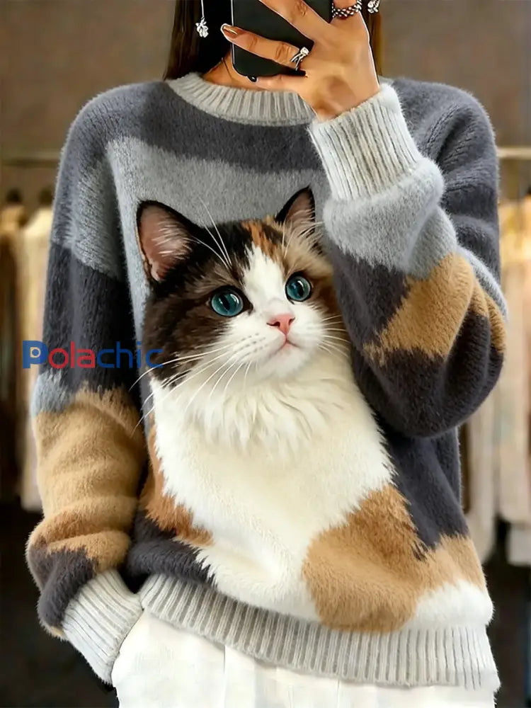 Pull décontracté à imprimé animal vintage pour femmes A / S