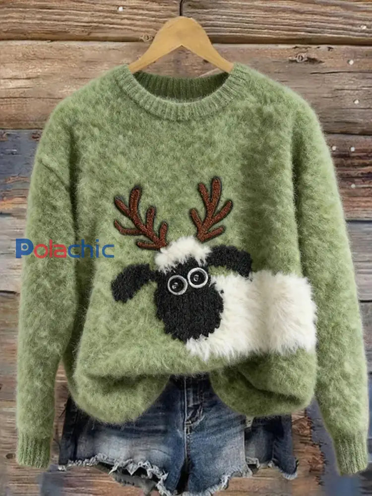 Pull décontracté confortable imprimé Art de Noël vintage pour femme A / S