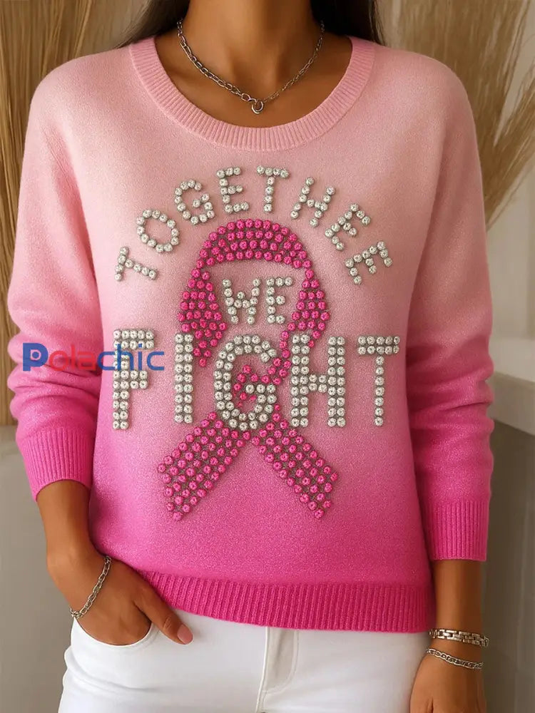 Pull décontracté confortable imprimé rétro rose pour femmes A / S