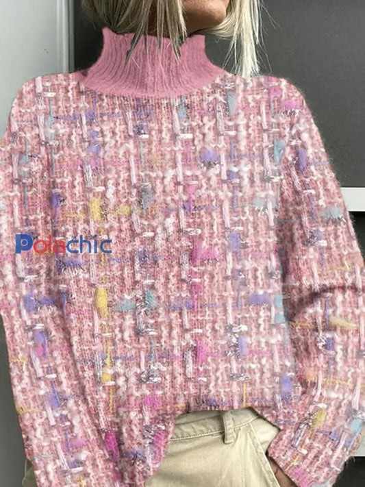 Pull Décontracté Rose Imprimé À Carreaux Pour Femme Rose / S