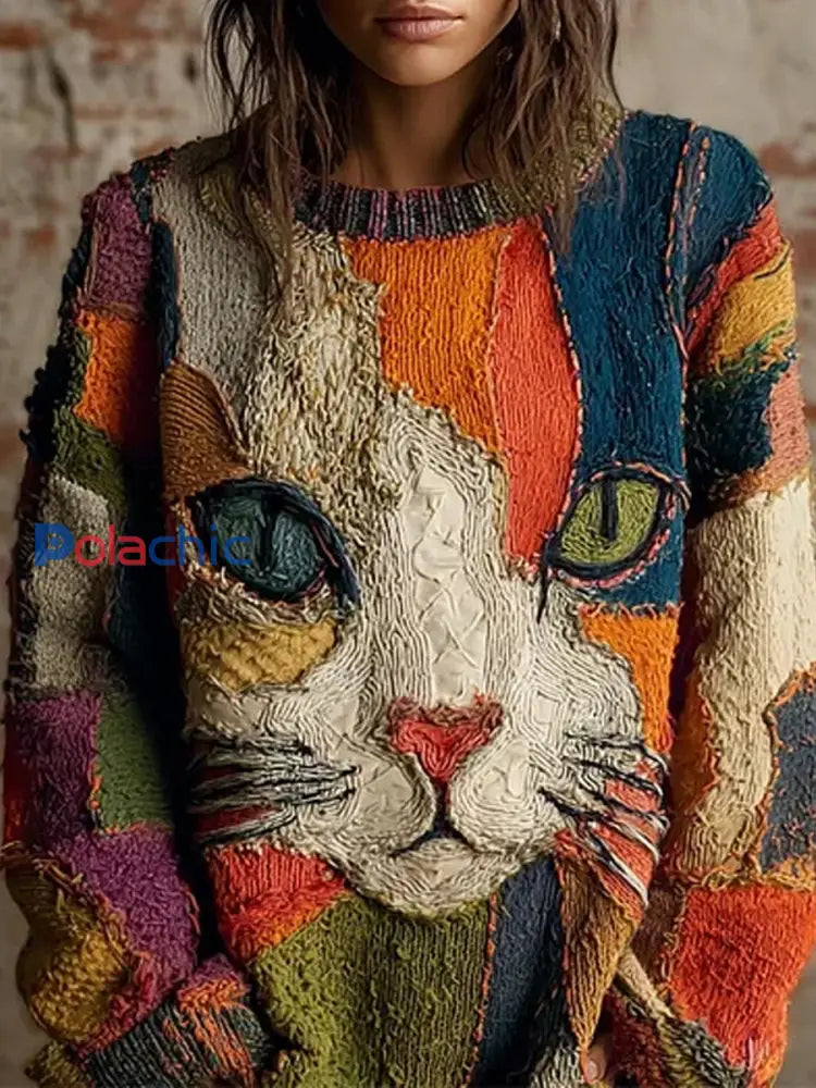 Pull décontracté vintage à imprimé animal abstrait A / S