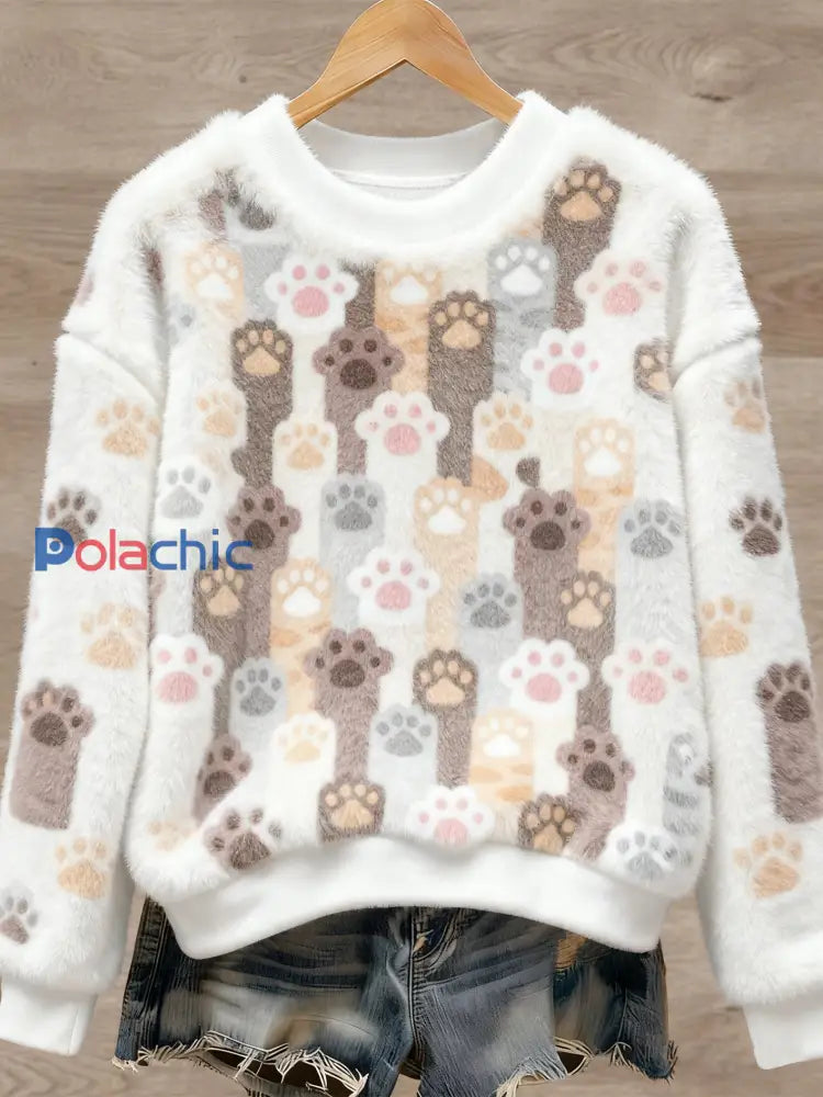 Pull en flanelle à imprimé animal mignon pour femmes comme image / S