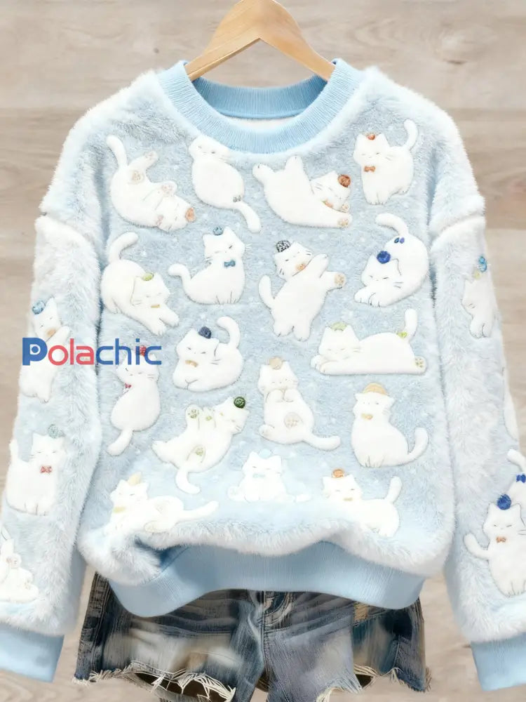 Pull en flanelle à imprimé animal mignon pour femmes comme image / S