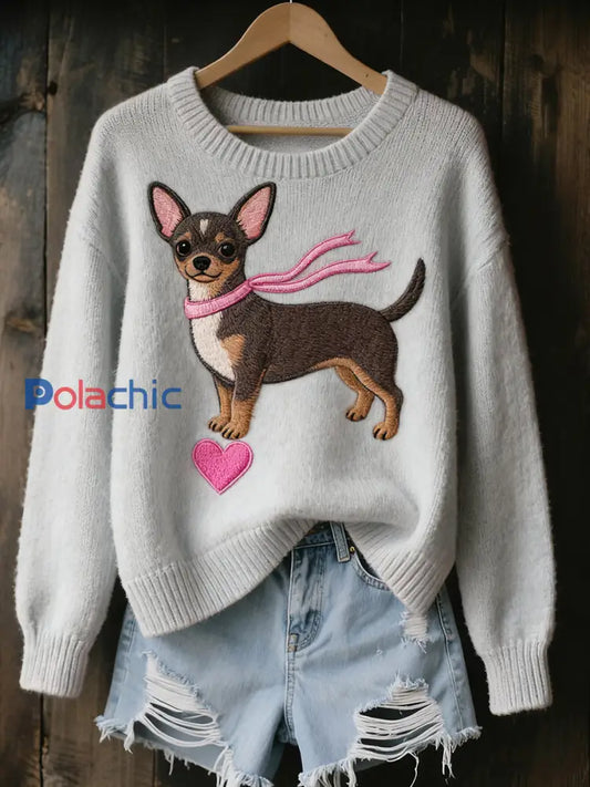 Pull en tricot confortable à imprimé animal vintage pour femme A / S