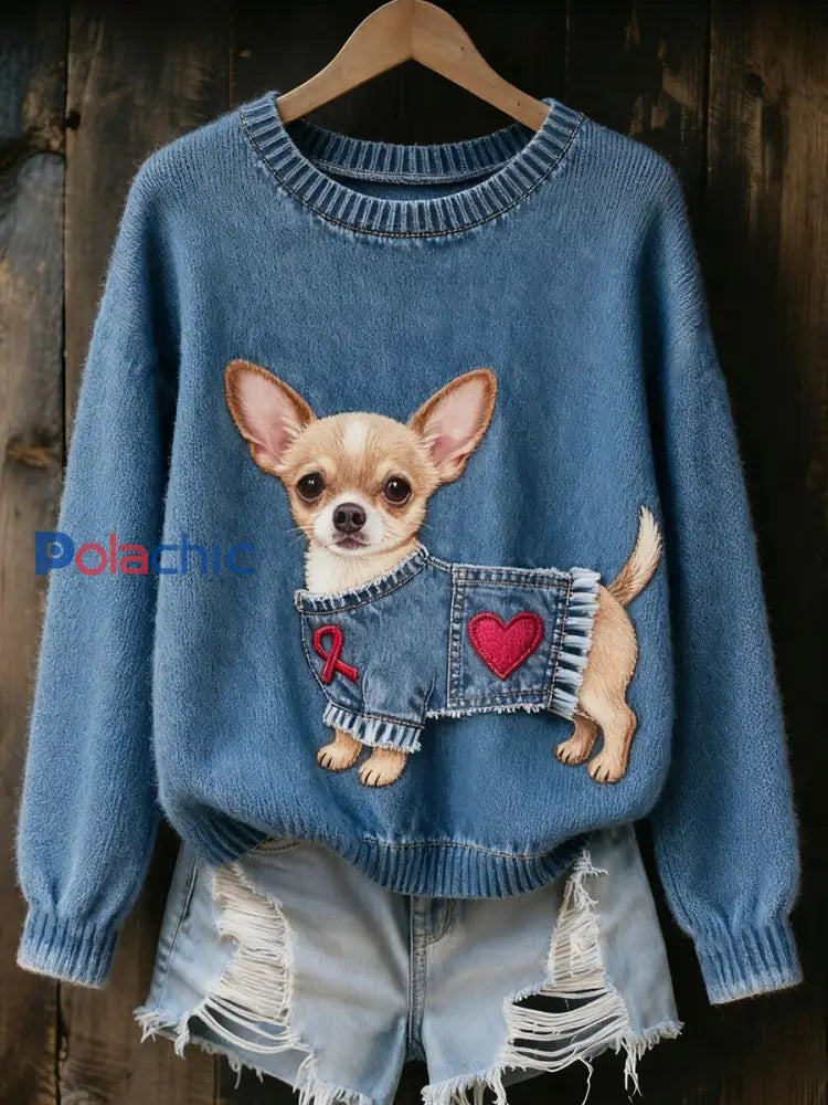 Pull en tricot confortable à imprimé animal vintage pour femme A / S