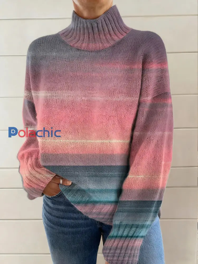 Pull Femme Rose Imprimé Art À Manches Longues comme image / S