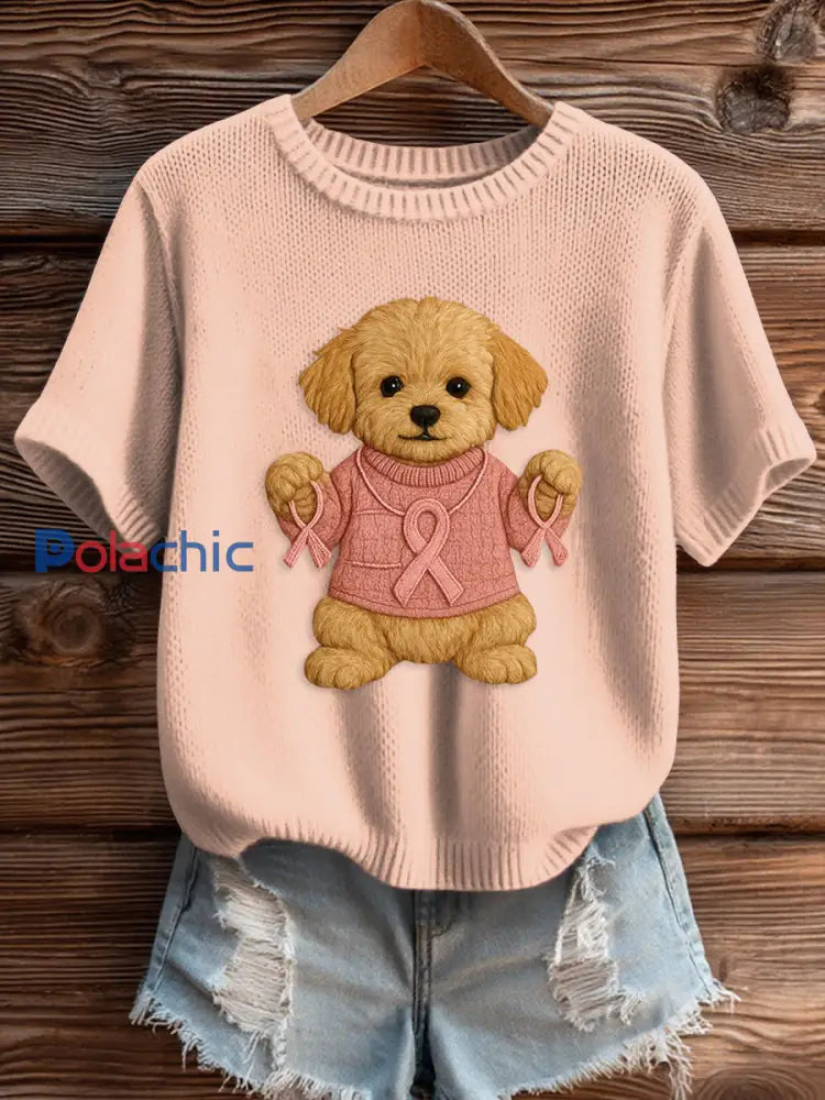 Pull Femme Rose Imprimé Sensibilisation Au Cancer Du Sein rose bébé / S