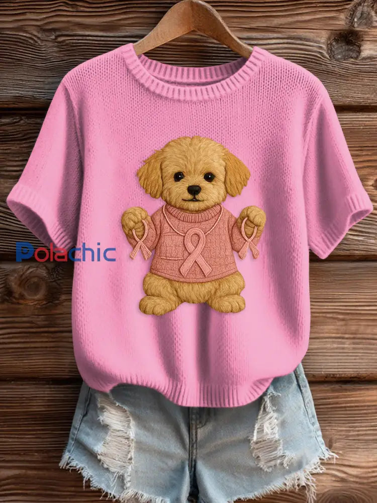 Pull Femme Rose Imprimé Sensibilisation Au Cancer Du Sein rose rouge / S