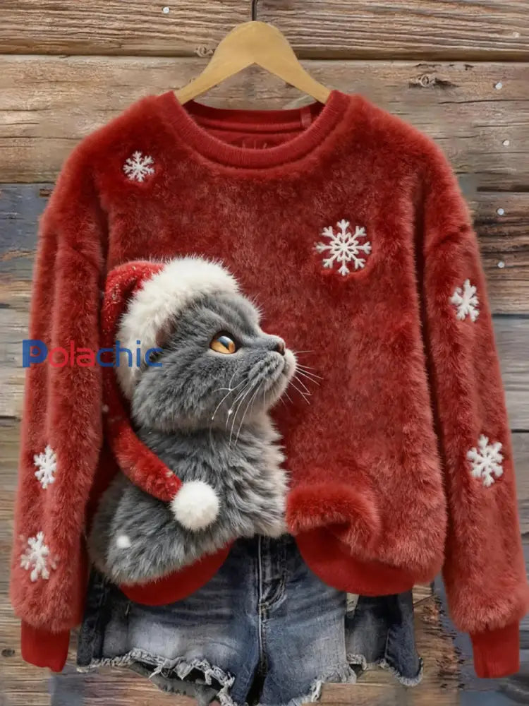 Rétro Animal Art Print confortable Flanelle Sweatshirt des femmes A / S