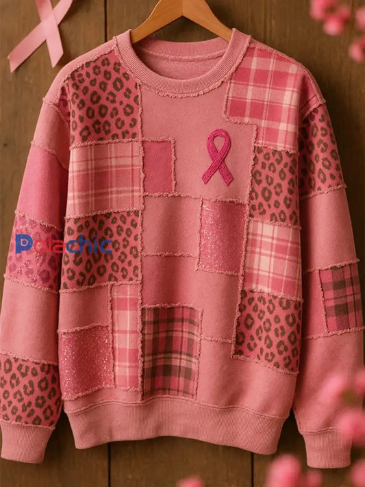 Retro Breast Care Print Comfort Pull décontracté pour femmes A / S