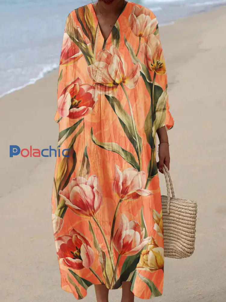 Robe en coton imprimé floral vintage pour femmes Jacinthe / S