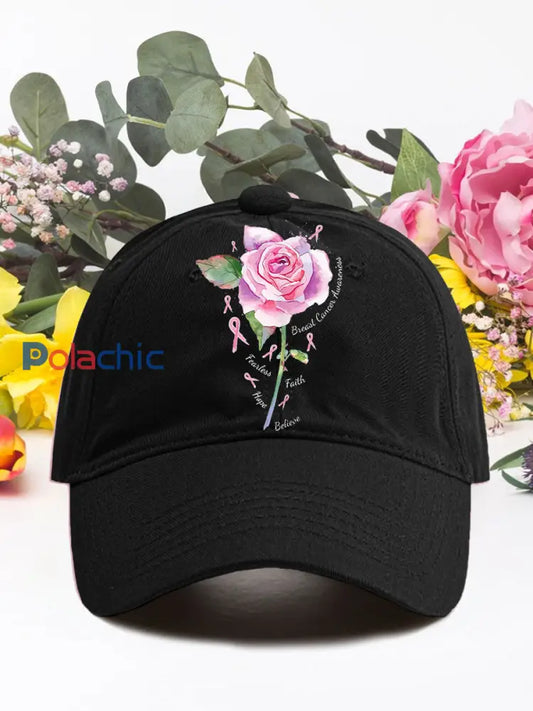 Rose rose cancer du sein chapeaux neutres Noir / ONE