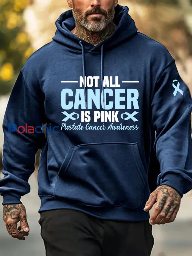 Sensibilisation au cancer de la prostate des hommes Imprimer Casual Sweatshirt Bleu Marine / S