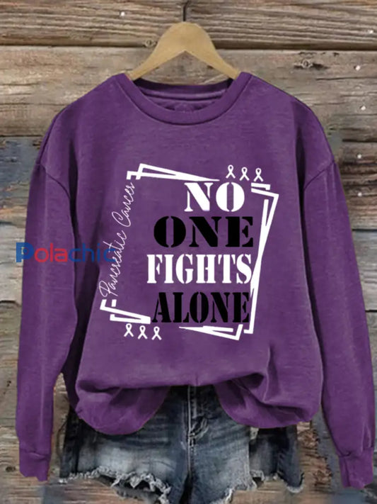 Sensibilisation au cancer du pancréas des femmes Imprimer Sweatshirt Violet / S
