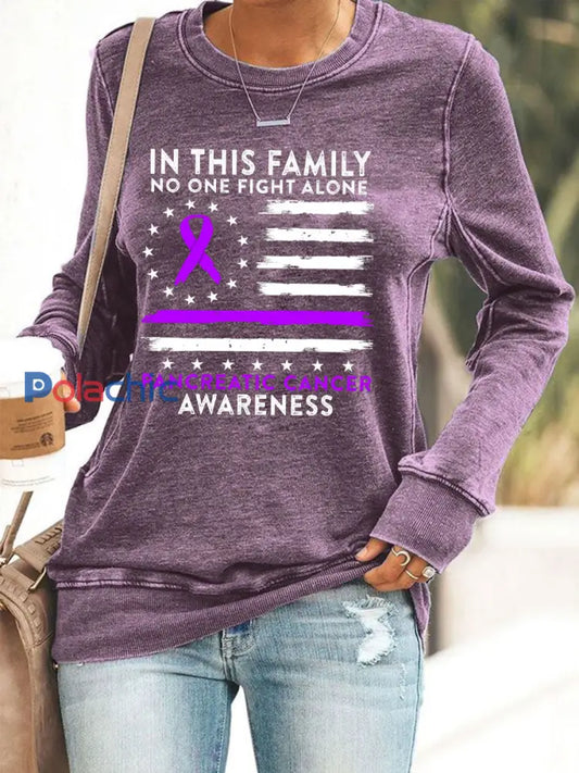 Sensibilisation au cancer du pancréas des femmes Imprimer Sweatshirt Violet / S