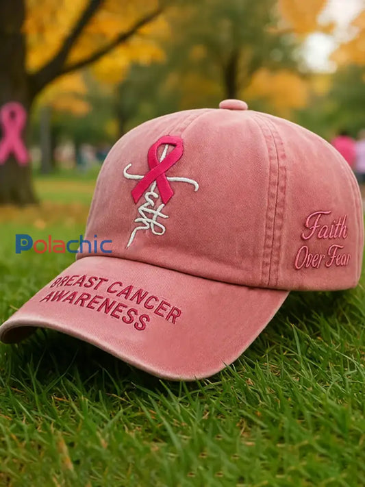Sensibilisation au cancer du sein Chapeau unisexe imprimé ruban rose Rose / ONE