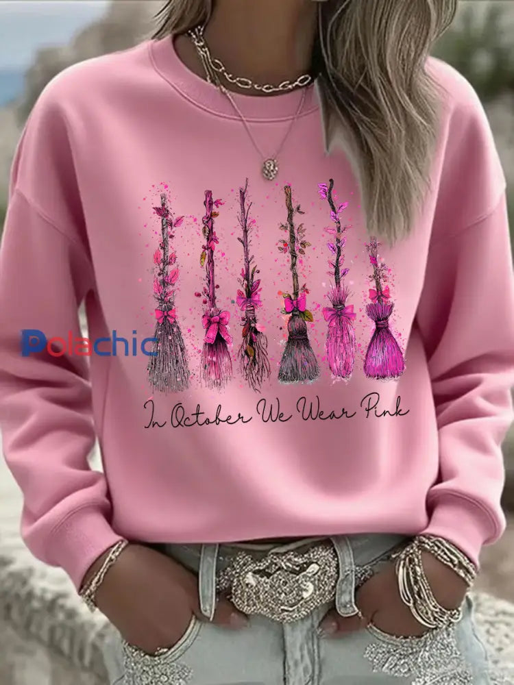 Sensibilisation au cancer du sein des femmes en octobre Nous portons un sweat shirt décontracté imprimé rose Rose / S