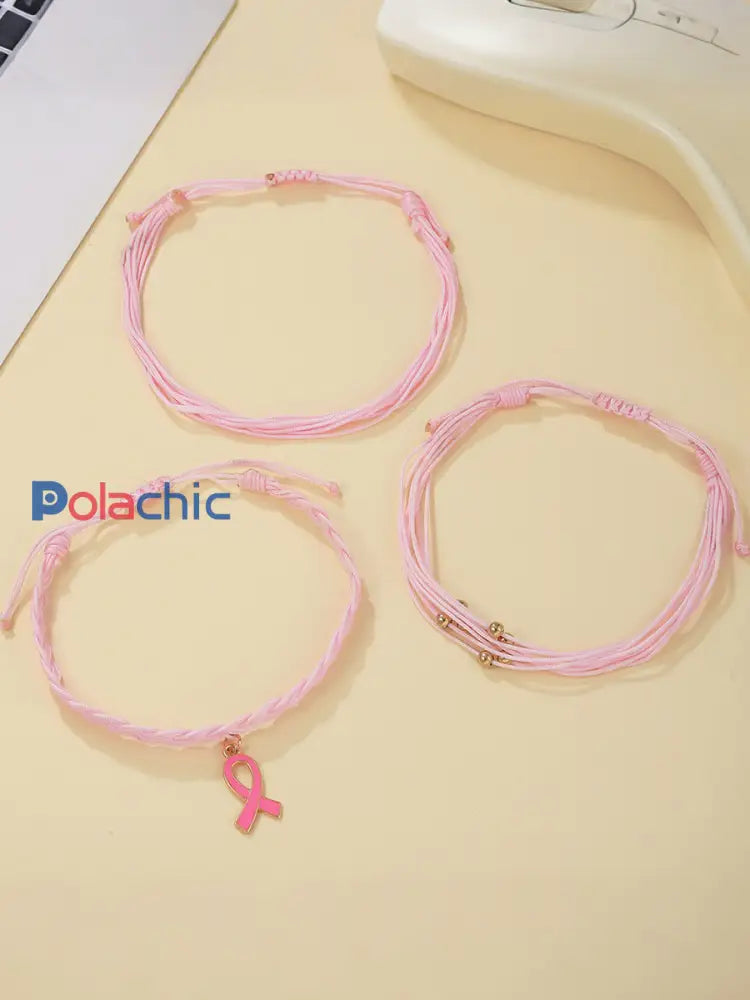 Sensibilisation au cancer du sein des femmes ensemble de bracelet ruban rose Rose / JM