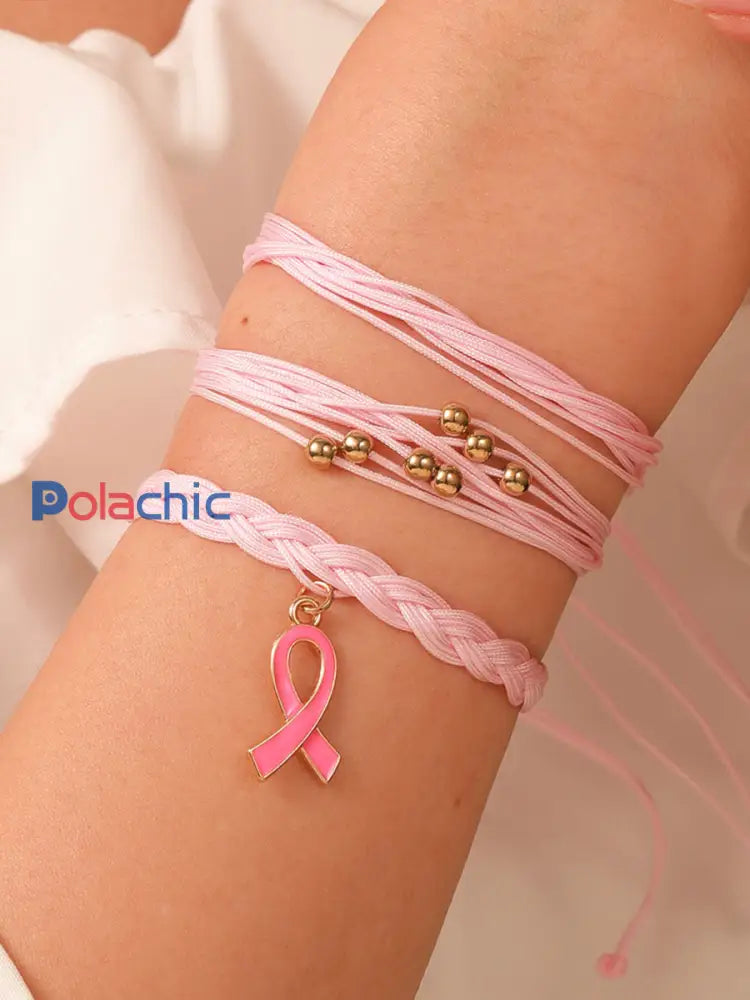 Sensibilisation au cancer du sein des femmes ensemble de bracelet ruban rose Rose / JM