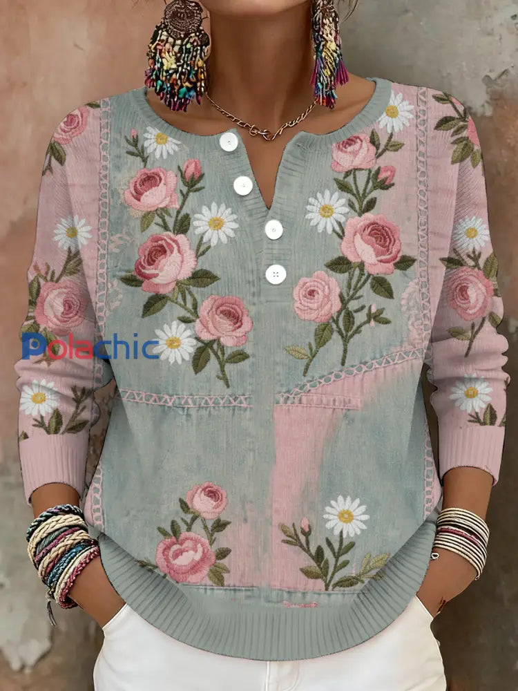 Sensibilisation au cancer du sein des femmes Floral Art Imprimé Tops comme image / S