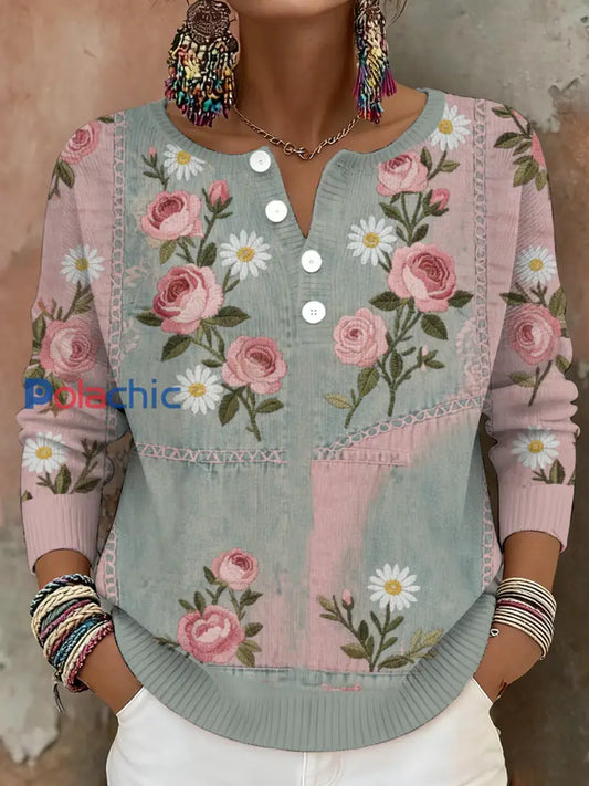 Sensibilisation au cancer du sein des femmes Floral Art Imprimé Tops comme image / S