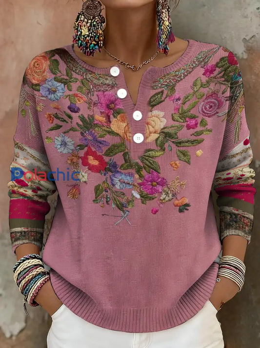 Sensibilisation au cancer du sein des femmes Floral Art Imprimé Tops Rose / S