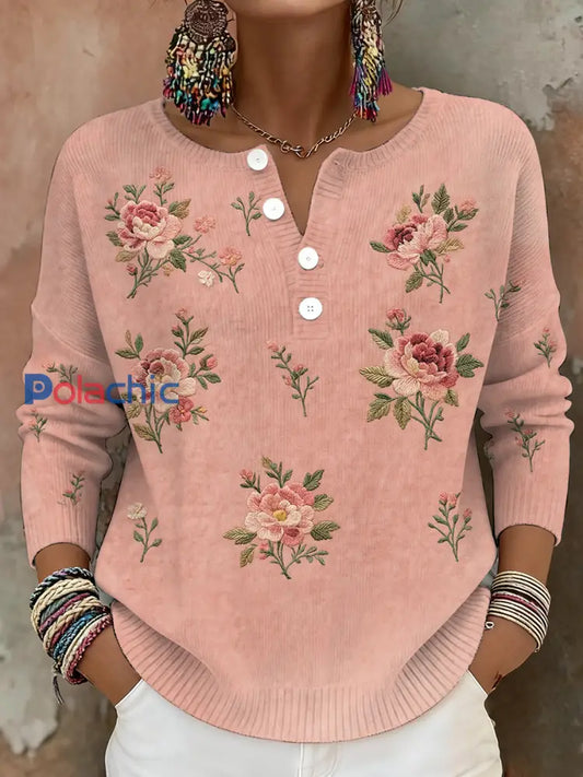Sensibilisation au cancer du sein des femmes Floral Art Imprimé Tops Rose / S