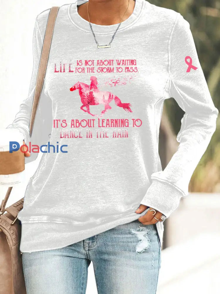 Sensibilisation au cancer du sein des femmes Imprimer Sweat shirt décontracté Blanc / S