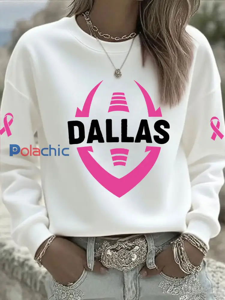Sensibilisation au cancer du sein des femmes Imprimer Sweat-shirt décontracté Blanc / S