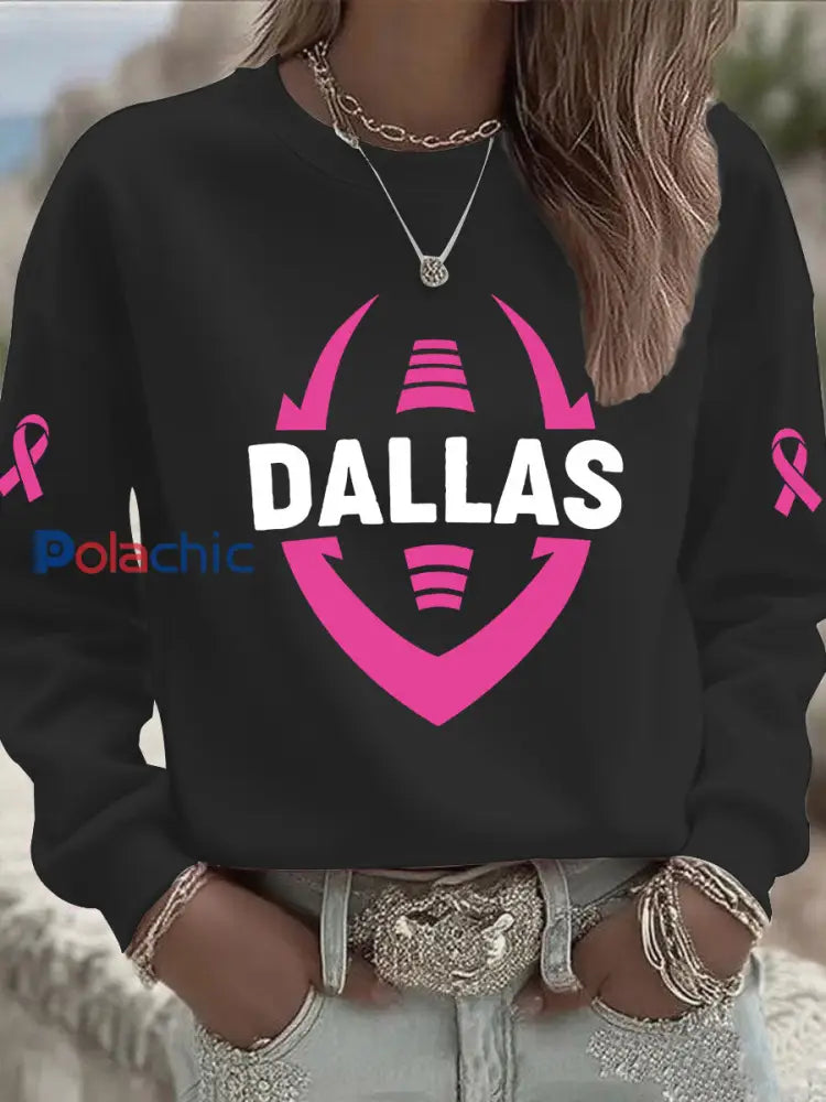 Sensibilisation au cancer du sein des femmes Imprimer Sweat-shirt décontracté Noir / S