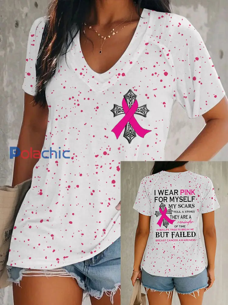 Sensibilisation au cancer du sein des femmes Je porte du rose pour moi même Mes cicatrices racontent une histoire T
